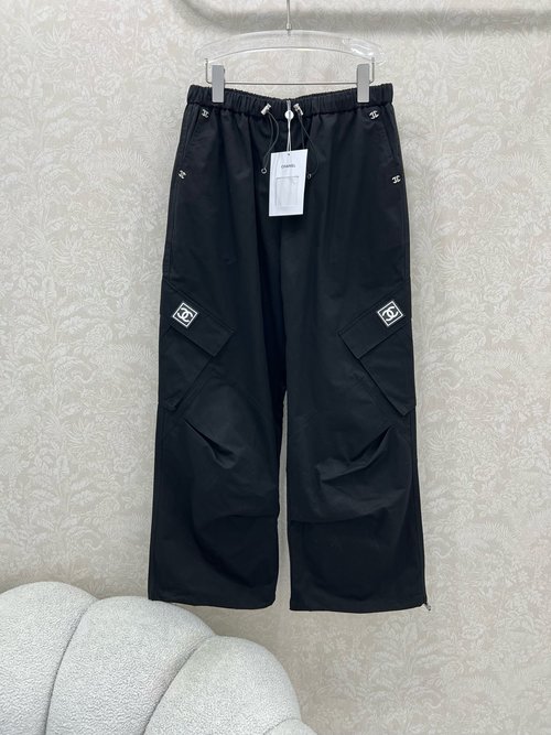 Chanel Stylish Utility Straight-leg Pants with Drawstring Cuffs
