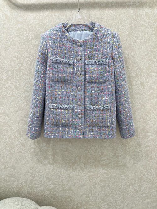 Chanel Single - Breasted Purple Tweed Coat from Premium Handmade Collection