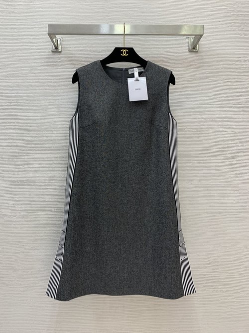 Dior Custom Fabric Sleeveless Twist Dress with Side Stripe Logo Webbing
