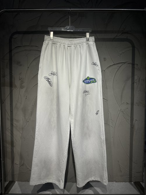 Balenciaga Embroidered and Printed Loose-fit Casual Cotton Trousers