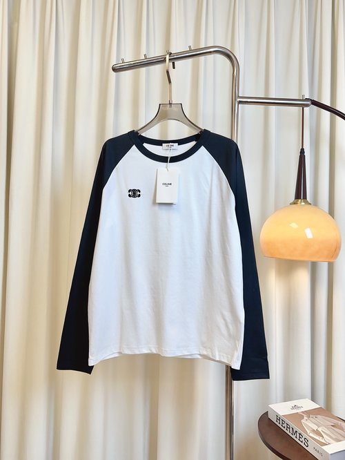 Celine Classic Custom Cotton Long-sleeved T-shirt with Embroidered Logo