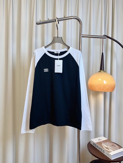 Celine Classic Custom Cotton Long-sleeved T-shirt with Embroidered Logo
