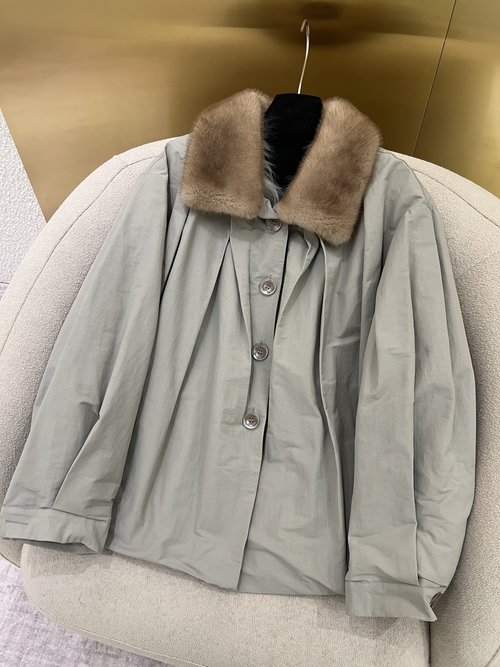 Versace Oversized Fox Fur Parka with Authentic Mink Collar in Nordic Style