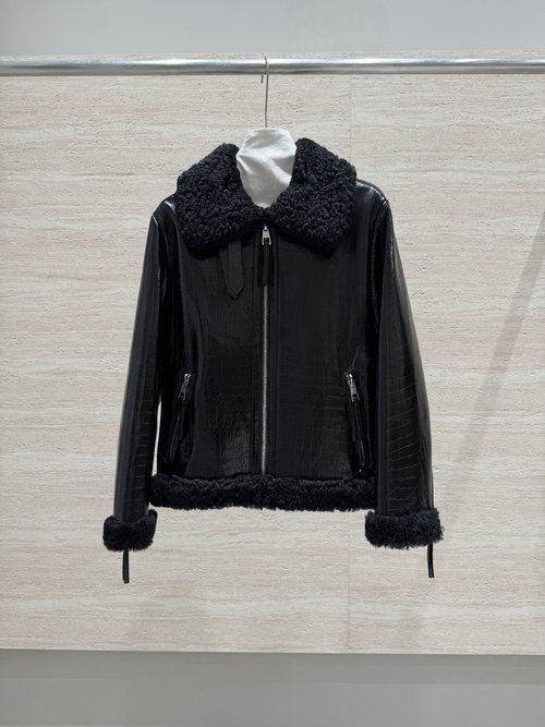 Dior Runway Fur Coat with Imported Leather for a Sophisticated Look