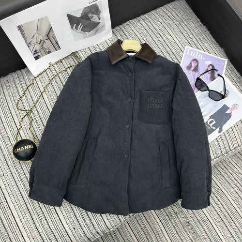 Miu Miu Recommended Early Autumn-Winter: Leather-Trimmed Corduroy Shirt Jacket