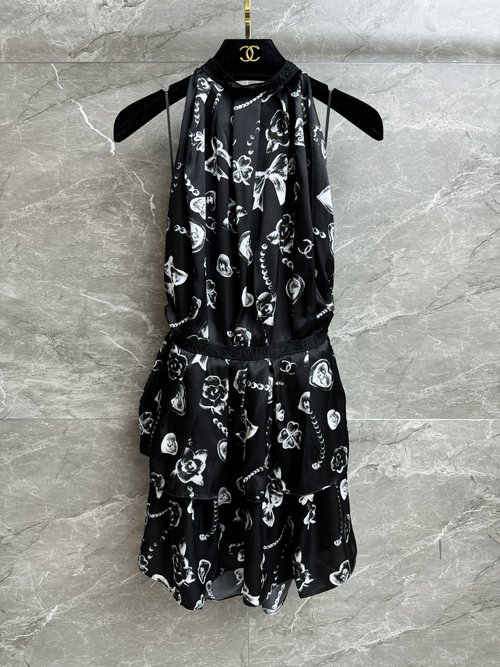 Chanel New Arrival: Silk Halter Dress with Graffiti Print