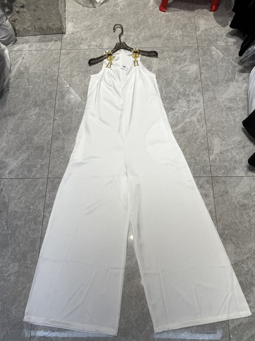 Schiaparelli French-style Vintage Metal-button Sleeveless Jumpsuit