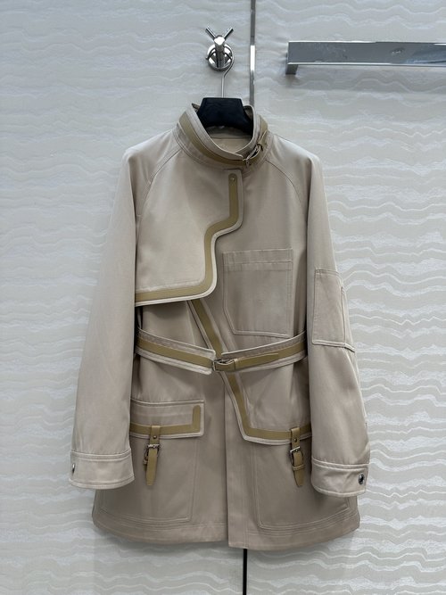 Hermes Premium Equestrian-Inspired Windbreaker with Genuine Leather Trim