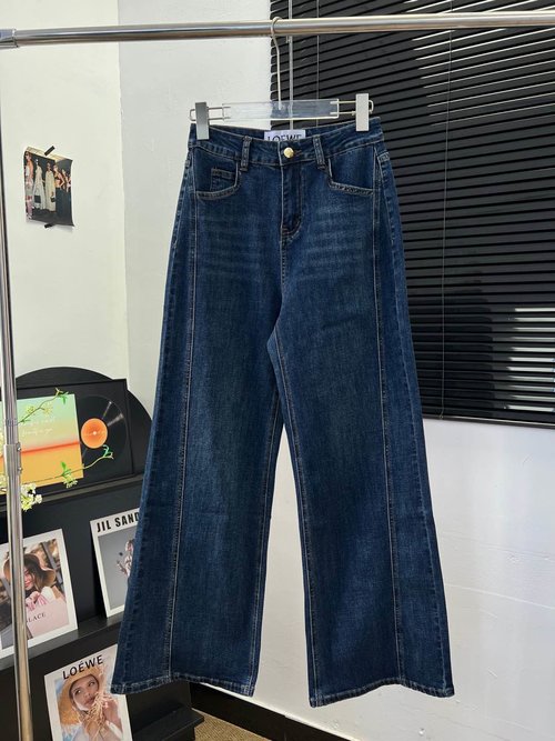 Loewe Embroidered Logo Stretch Straight Jeans with Enzyme Wash