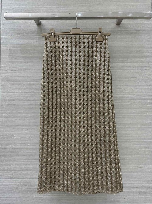 Brunello Cucinelli Exclusive High-End Old Money Style Diamond Sequin Embroidered Long Skirt