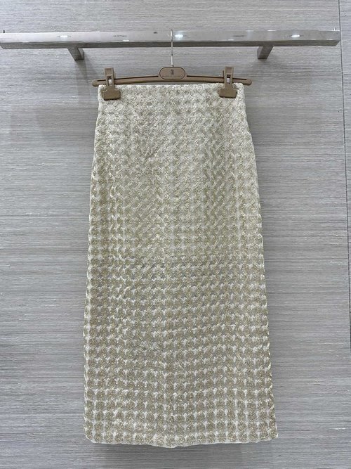Brunello Cucinelli Exclusive High-End Old Money Style Diamond Sequin Embroidered Long Skirt
