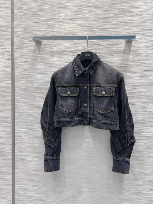 Chanel Stylish Denim Jacket with Custom Fabric and Unique Finish