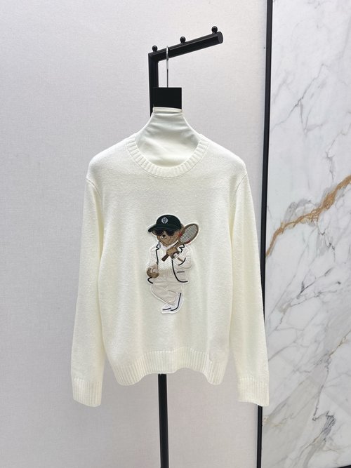 Loro Piana Teddy Embroidery Sweater with Tennis Racket Hat, Retro and Stylish