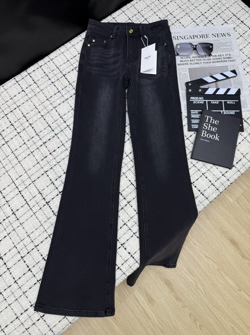 Celine All - Match Flare Jeans with Triumphal Arch Embroidery