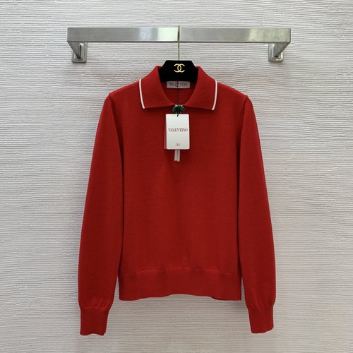 Valentino High-End Customized Wool Knit Polo Shirt with Zipper
