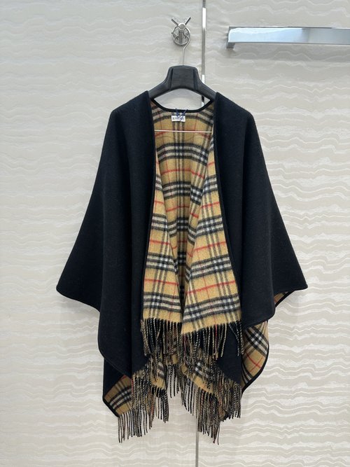 Burberry Exclusive Original Scottish Check Cashmere Wool Scarf Wrap with Handmade Edges