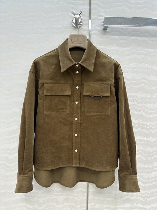 Brunello Cucinelli Exclusive Classic Striped Corduroy Shirt Jacket
