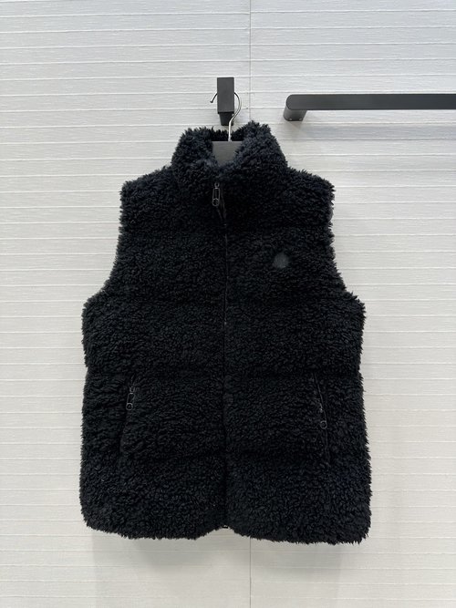 Moncler Exclusive Original Down Vest with Teddy Fabric and Double-Zipper Design