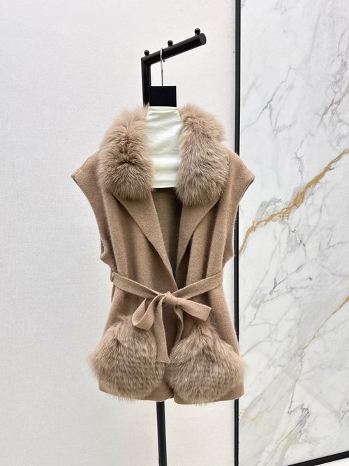 Fendi Soft, Slimming and Stylish Vest with Fox Fur Collar