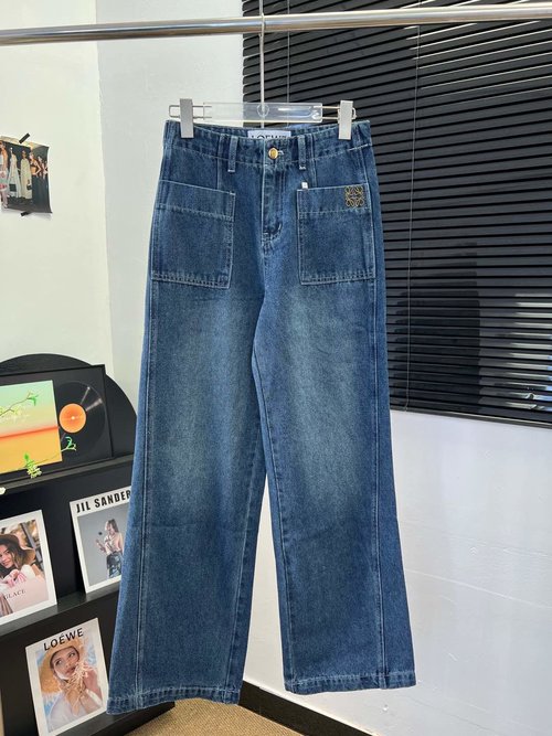 Loewe Double Pocket Embroidered Logo High-Waist Jeans