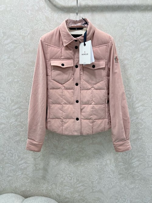 Moncler Warm Down Shirt-Style Jacket Made of Stretch Corduroy with Details