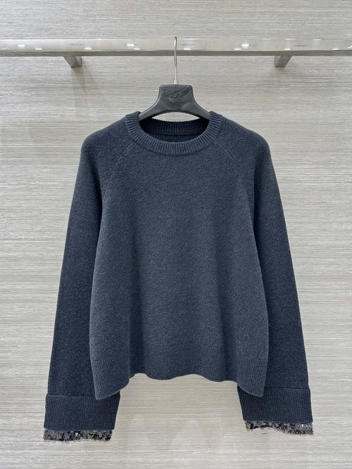 Brunello Cucinelli Exclusive High-end Original Cashmere Top with Embroidered Details