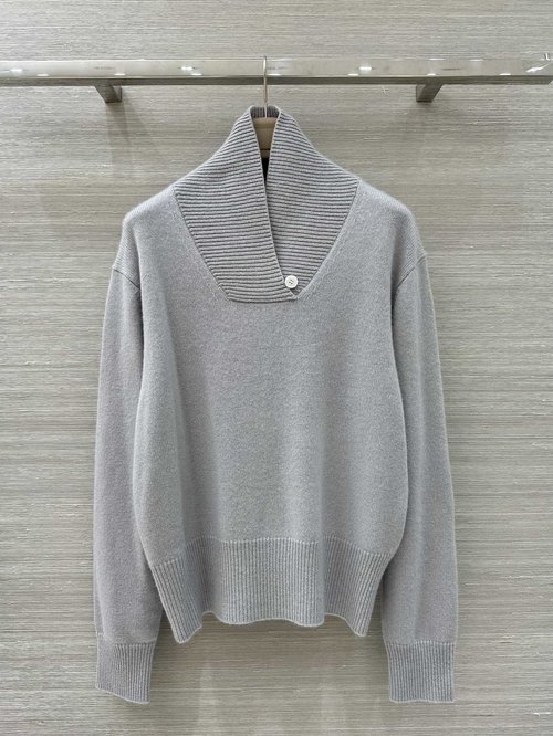 The Row Exclusive Row Style Minimalist V-Neck Cashmere Top, Loose and Streamlined