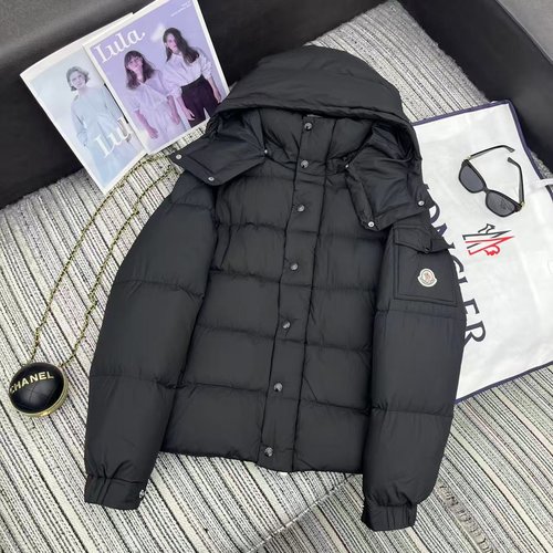 Moncler Functional Matte Down Jacket with Detachable Hood and Logo