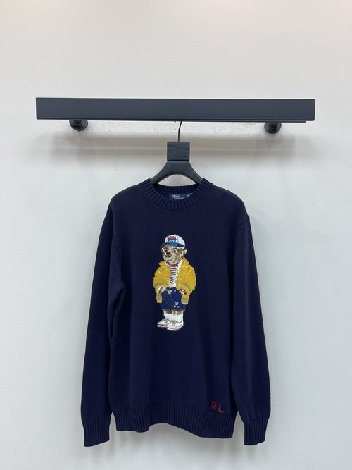 Polo Ralph Lauren Childlike Bear Hand-Hooked Knitted Polo Sweater