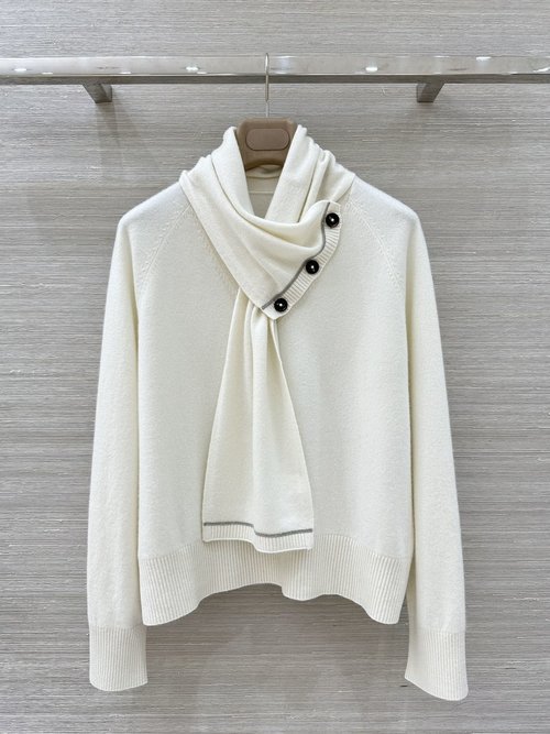 Brunello Cucinelli Exclusive High-end Original Cashmere Sweater with Detachable Collar