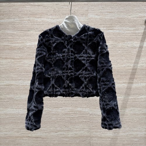 Dior Classic Mink Sheared Coat with Diamond Pattern