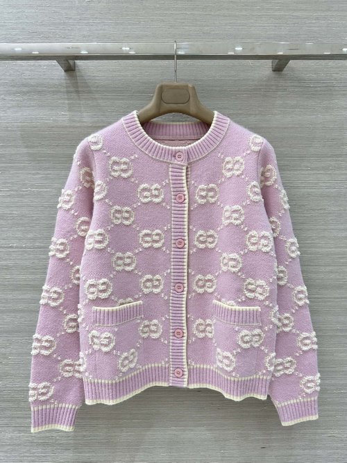 Gucci Classic Vintage Jacquard Knit Cardigan with GG Pattern