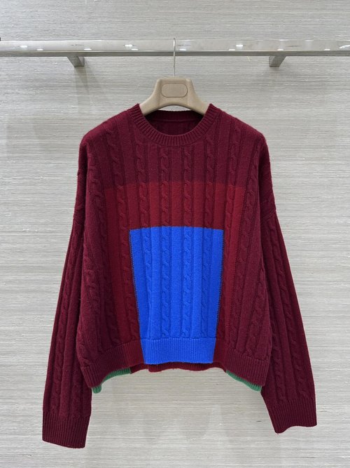 Loewe Josef Albers Collaboration Series: Geometric Color-Blocked Cashmere Top