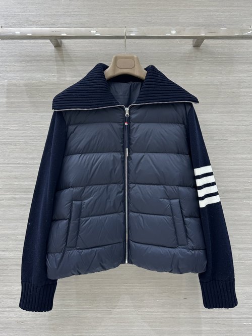 Thom Browne Big Lapel Knit - Stitched Goose Down Jacket - Exclusive First Release
