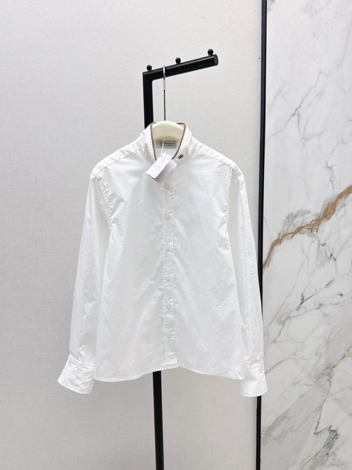 Brunello Cucinelli Versatile Elegant White Shirt with Copper Chain