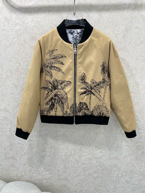 Dior Double-Sided Padded Jacket with Distinctive Prints and Metal Buttons