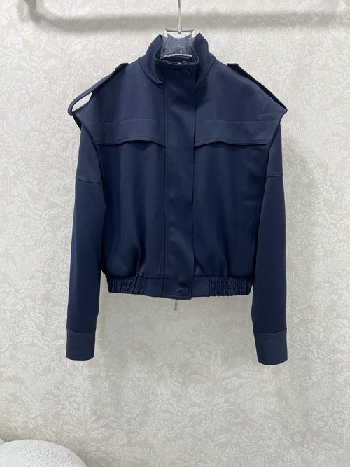 Dior Short - Sleeve Embroidered Jacket with Epaulets, Woolen Fabric, Fashionable