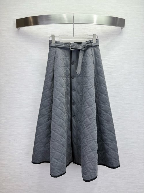 Dior High - Quality A - Line Cotton Skirt with Letter Embroidery