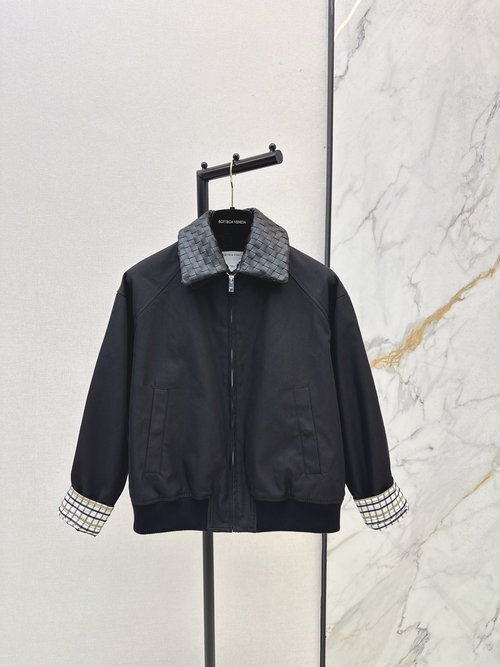 Bottega Veneta Barn-style Knit Collar Jacket, Stylish and Slimming