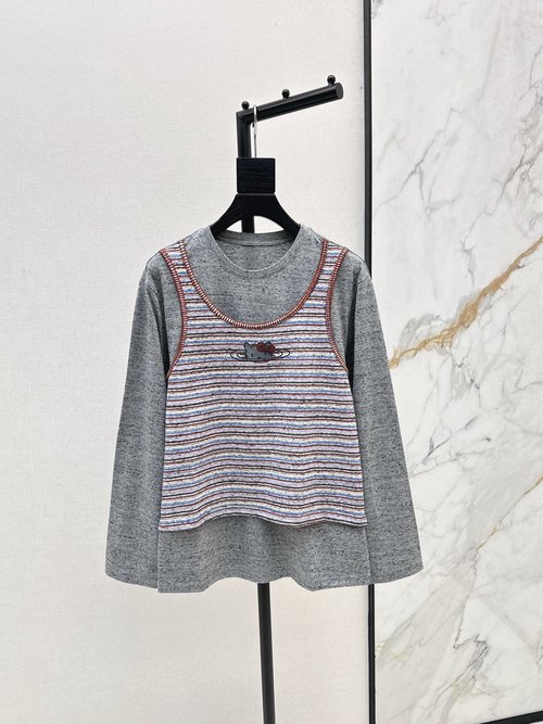 Vivienne Westhood Fake Two - Piece Long - Sleeve T - Shirt with Contrasting Raglan Sleeves