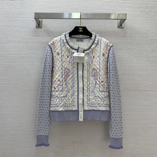 Hermes Short Sleeve Leopard Print Open-Front Top