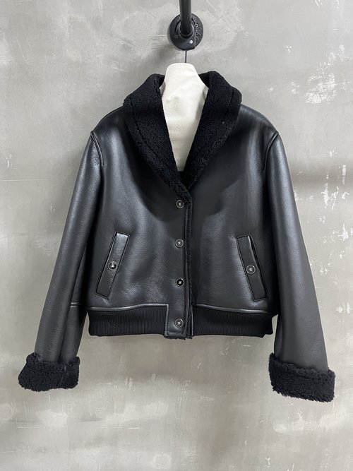 Chanel Chic Chanel-Inspired Coat with Elegant Buttons, Merino Wool Fur