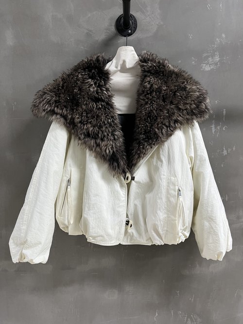 Balenciaga Bespoke Two-Tone Fur Collar Parka Filled with Superior White Goose Down