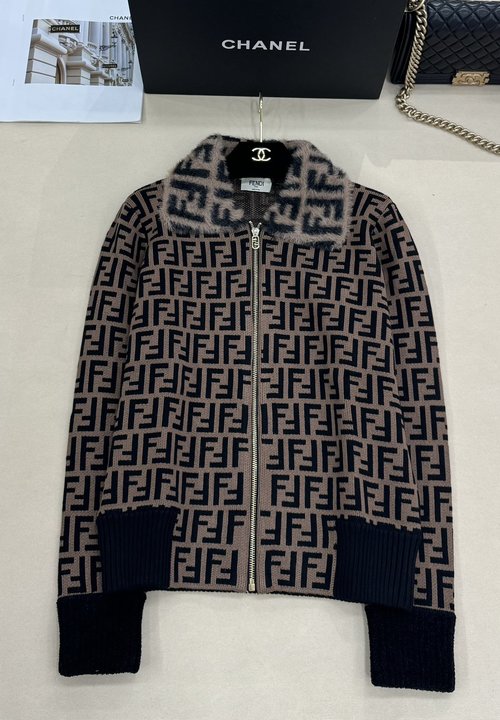 Fendi New Knit Sweater with Leopard Pattern and Mink Blend