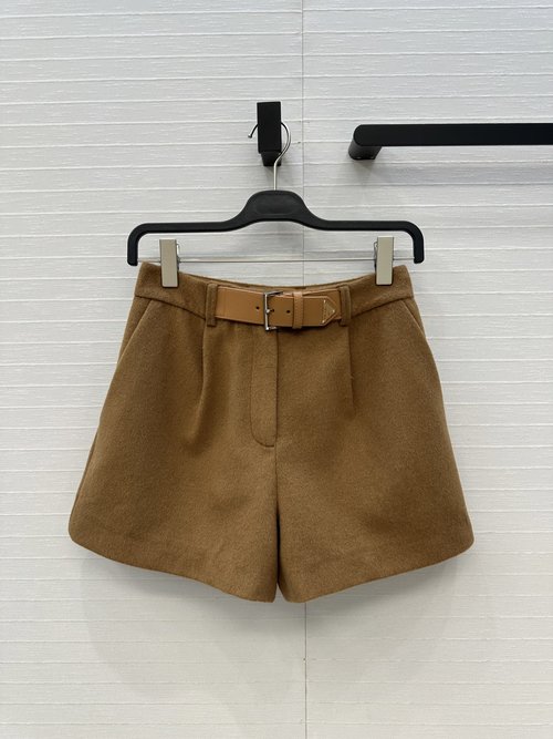 Prada Metal-Buttoned Short Trousers, Simple and Elegant Style