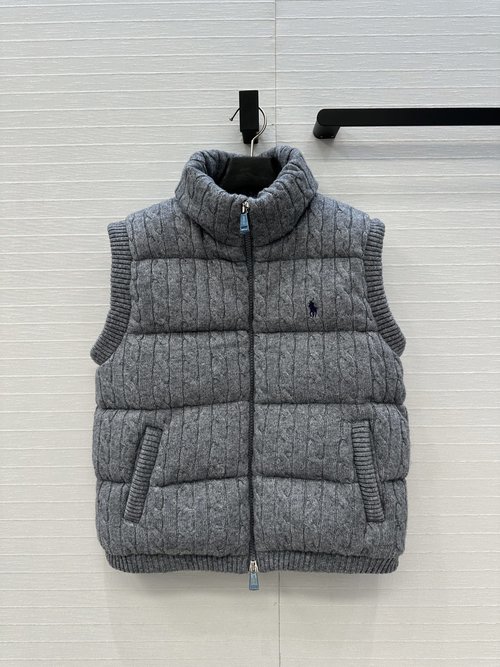 Polo Ralph Lauren Classic H - shaped Knitted Down Vest with Embroidered Logo, Versatile and Timeless
