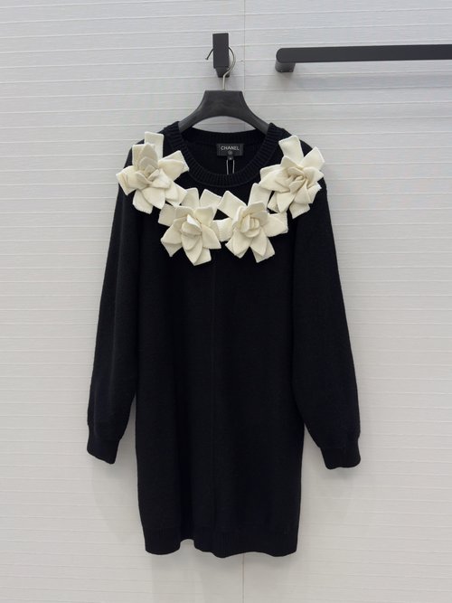 Chanel Three-dimensional Camellia Knit Jumper Dress