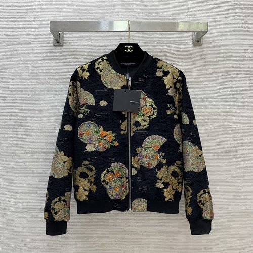 Dolce & Gabbana High-End Customized Jacquard Baseball Jacket with Rhinestones