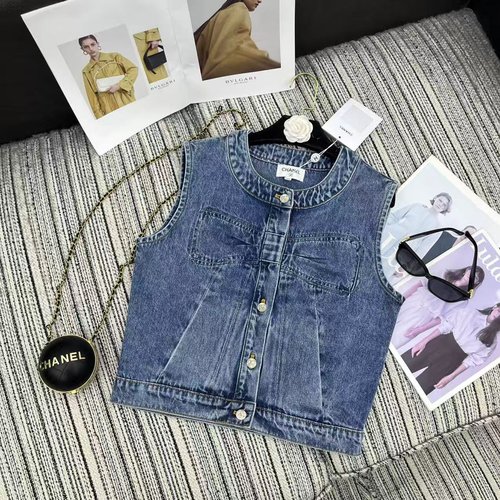 Chanel New Bowknot Denim Set with Custom Cotton Fabric