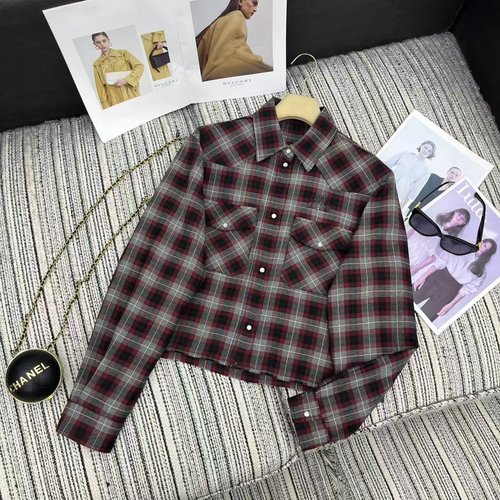 Miu Miu Vintage Checked Wool Shirt and Pleated Skirt Set with a Unique Design